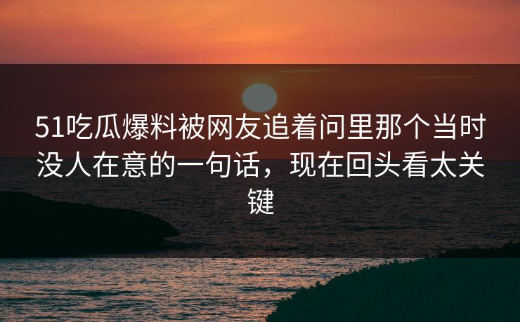 51吃瓜爆料被网友追着问里那个当时没人在意的一句话，现在回头看太关键