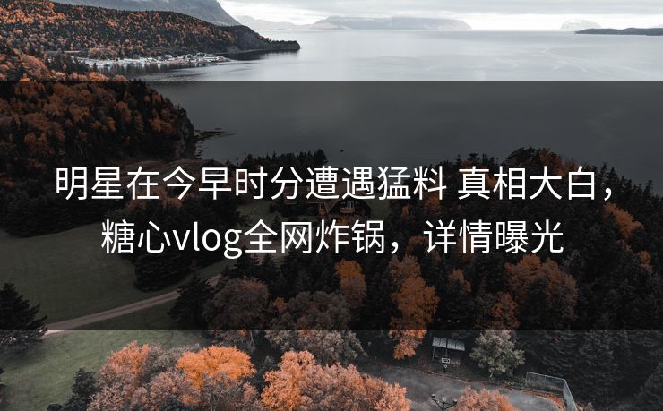 明星在今早时分遭遇猛料 真相大白，糖心vlog全网炸锅，详情曝光