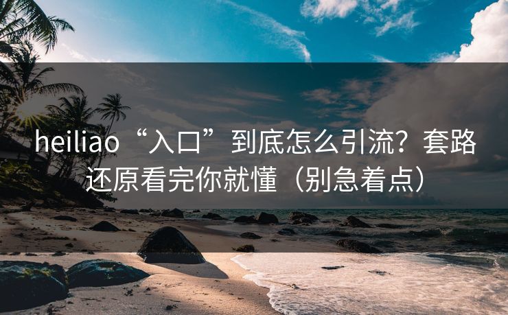 heiliao“入口”到底怎么引流？套路还原看完你就懂（别急着点）